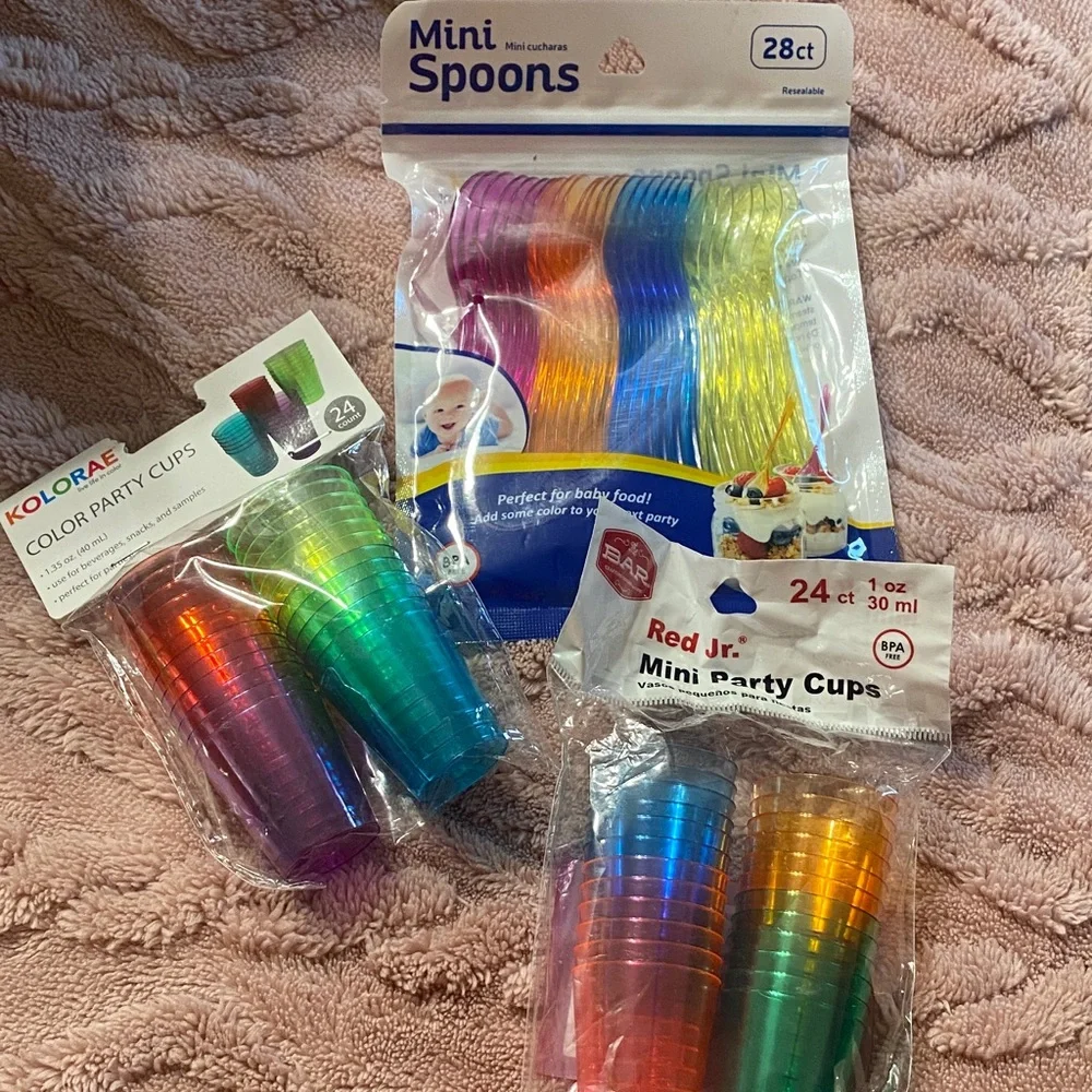 Kolor Vibrant Mini Party Cups and Spoons Set